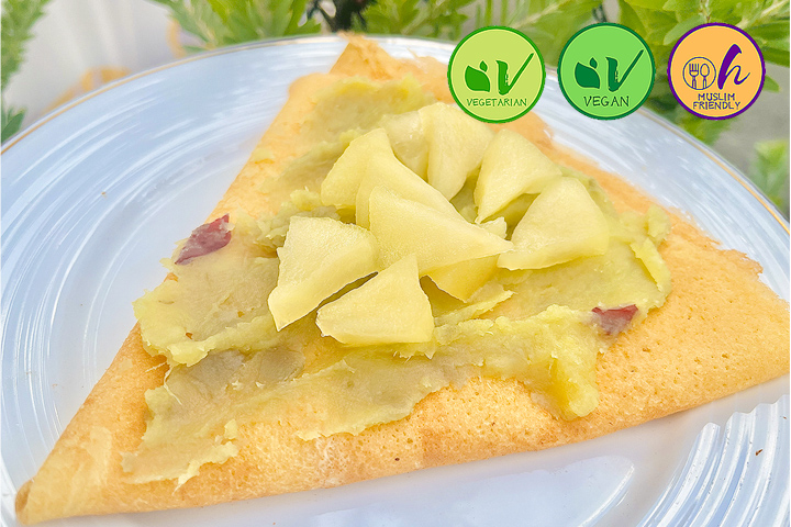 さつまいもとりんごのコンポートのヴィーガンクレープ