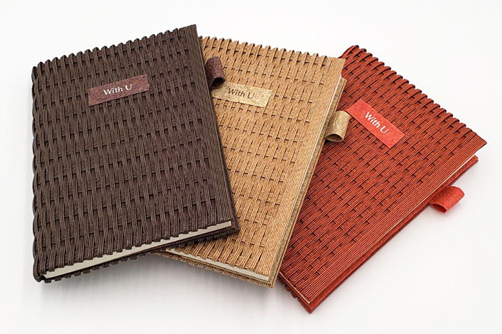 紙バンド×和紙の手織り手帳カバー 商品写真